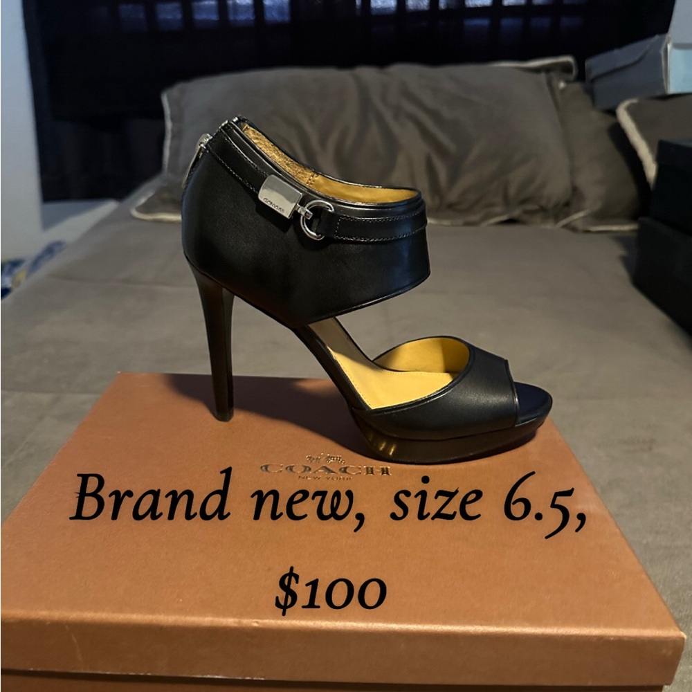 Coach Black Open-Toe Heels
